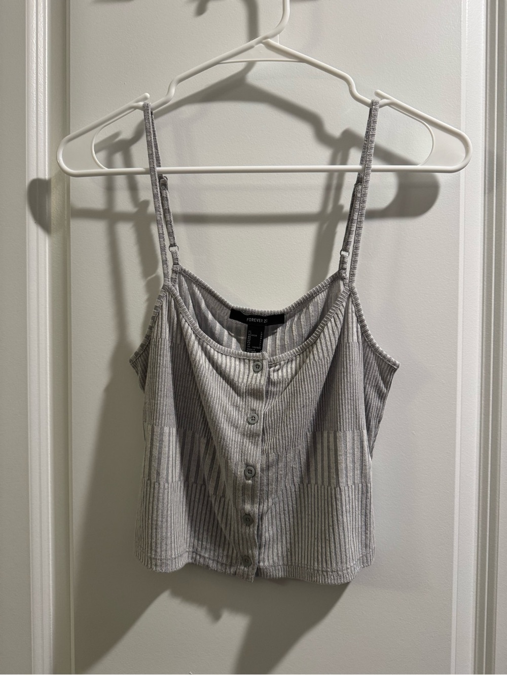 Forever 21 Light Gray Ribbed Button-Down Cami